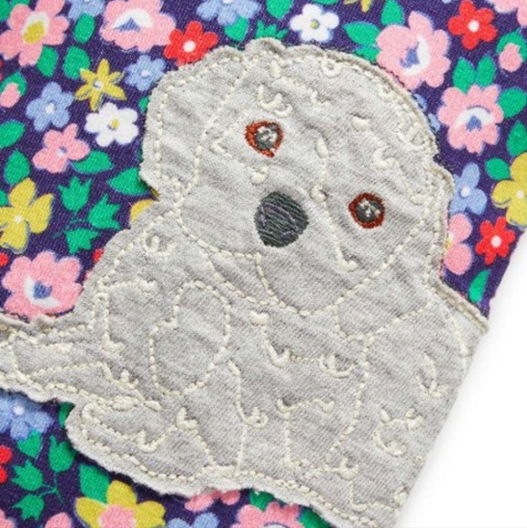 Mini Boden Starboard Blue & Pink Floral Puppies Fun Appliqué Leggings - Picture 7 of 7